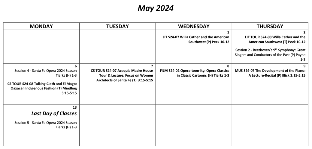 Spring 2024 RENESAN Calendar May